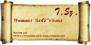 Thomasz Szíriusz névjegykártya
